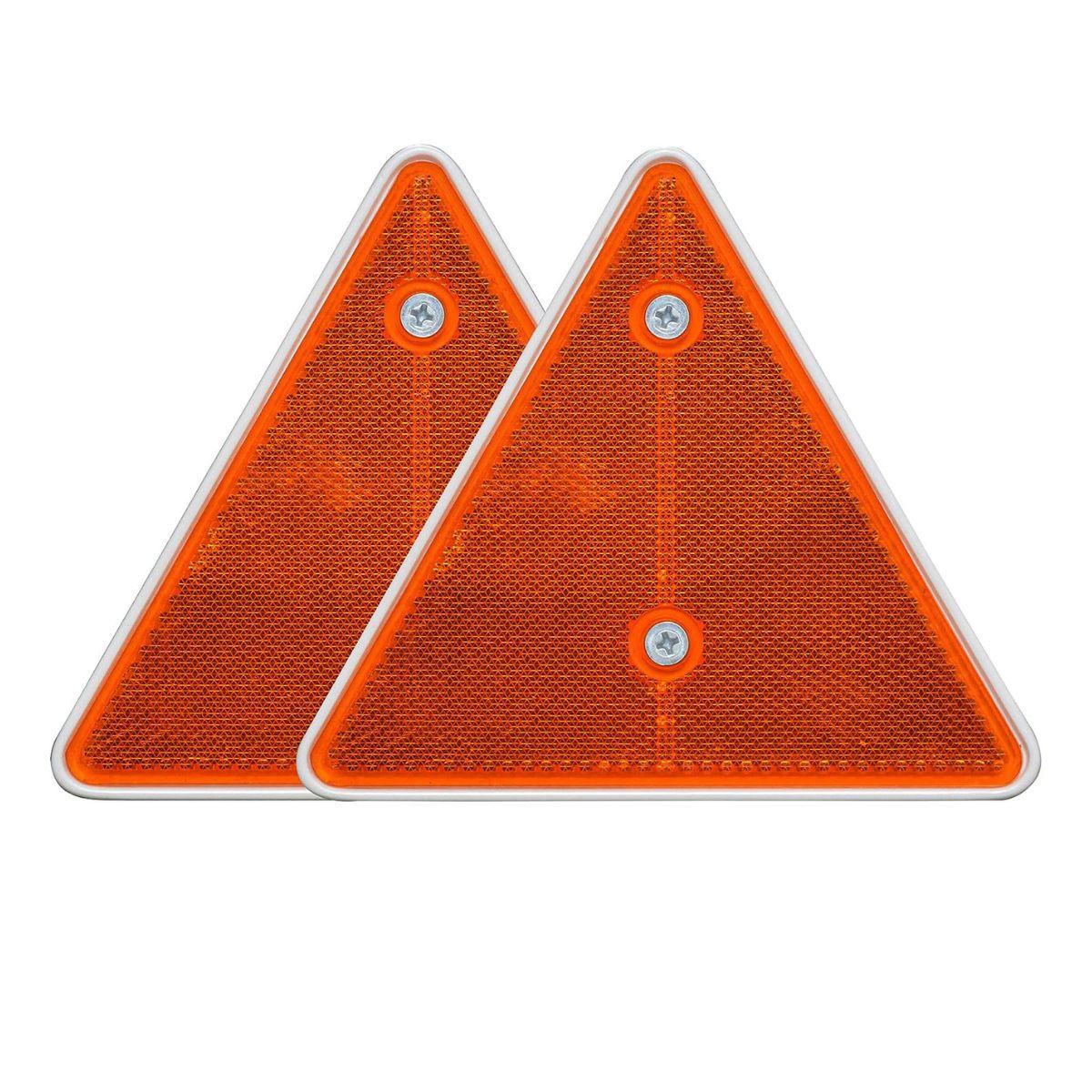 

Amber Pair of Triangle Safety Reflectors with Screws Suitable for Cars Tractor Universal Applications