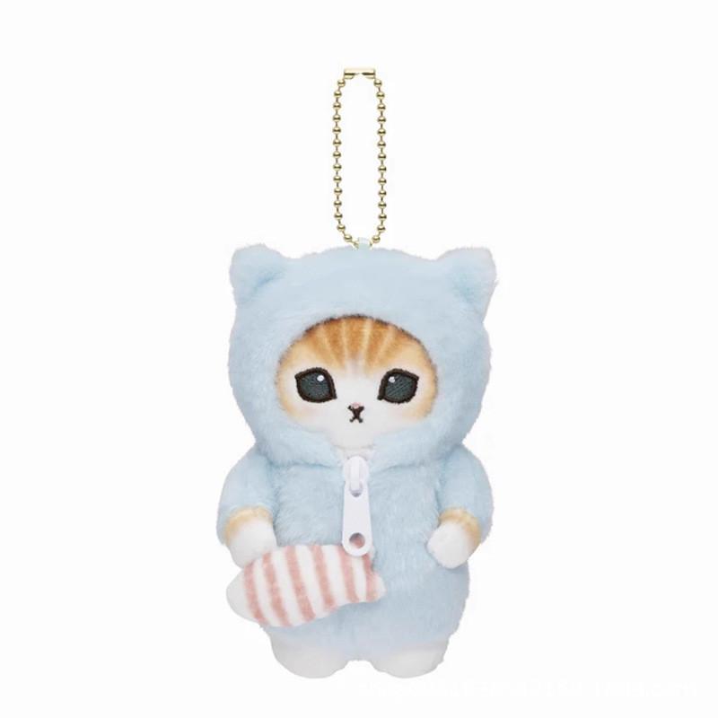 Mofusand Shark Cat Plush Toy With Keychain For Girls And Teens Collectible Gift синий