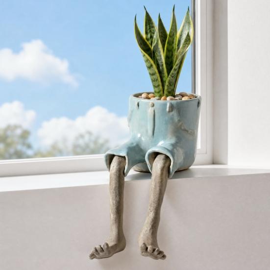 Creative Furniture Flower Pot, Cute Resin Planters, Funny Leg Shape Garden Figurines Planter for Home Lawn Yard Outside Decor