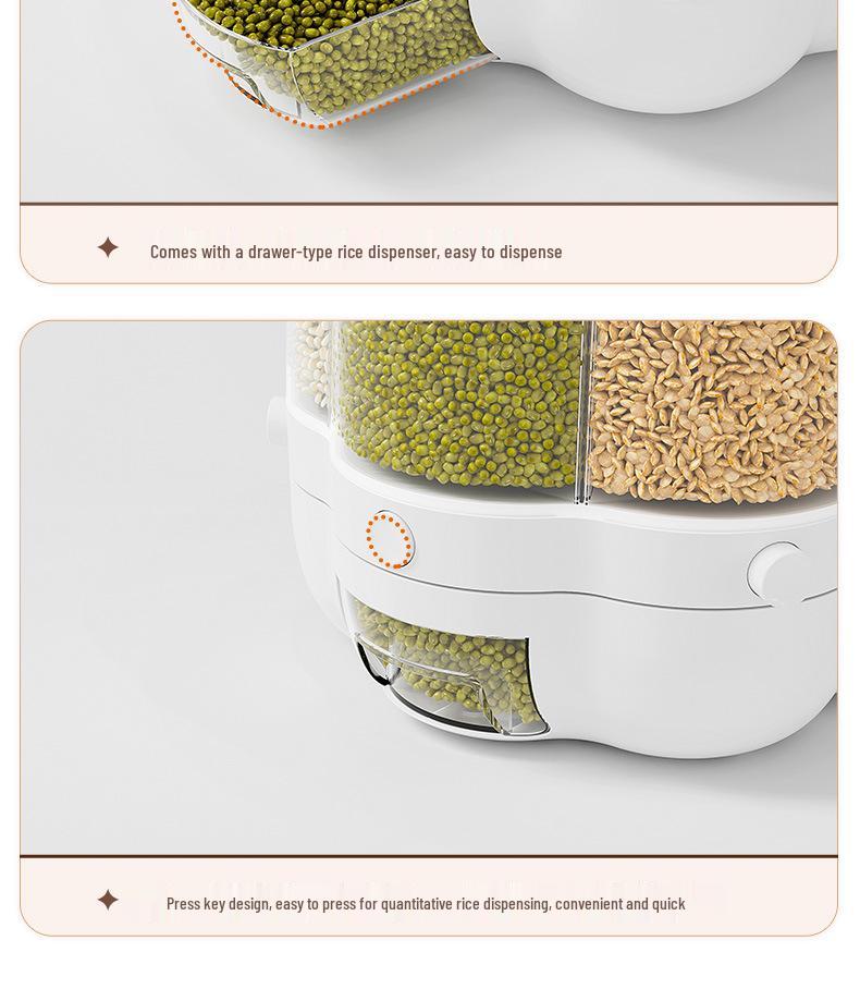 Large Capacity Rotating Rice Storage Container - Moisture & Insect Proof