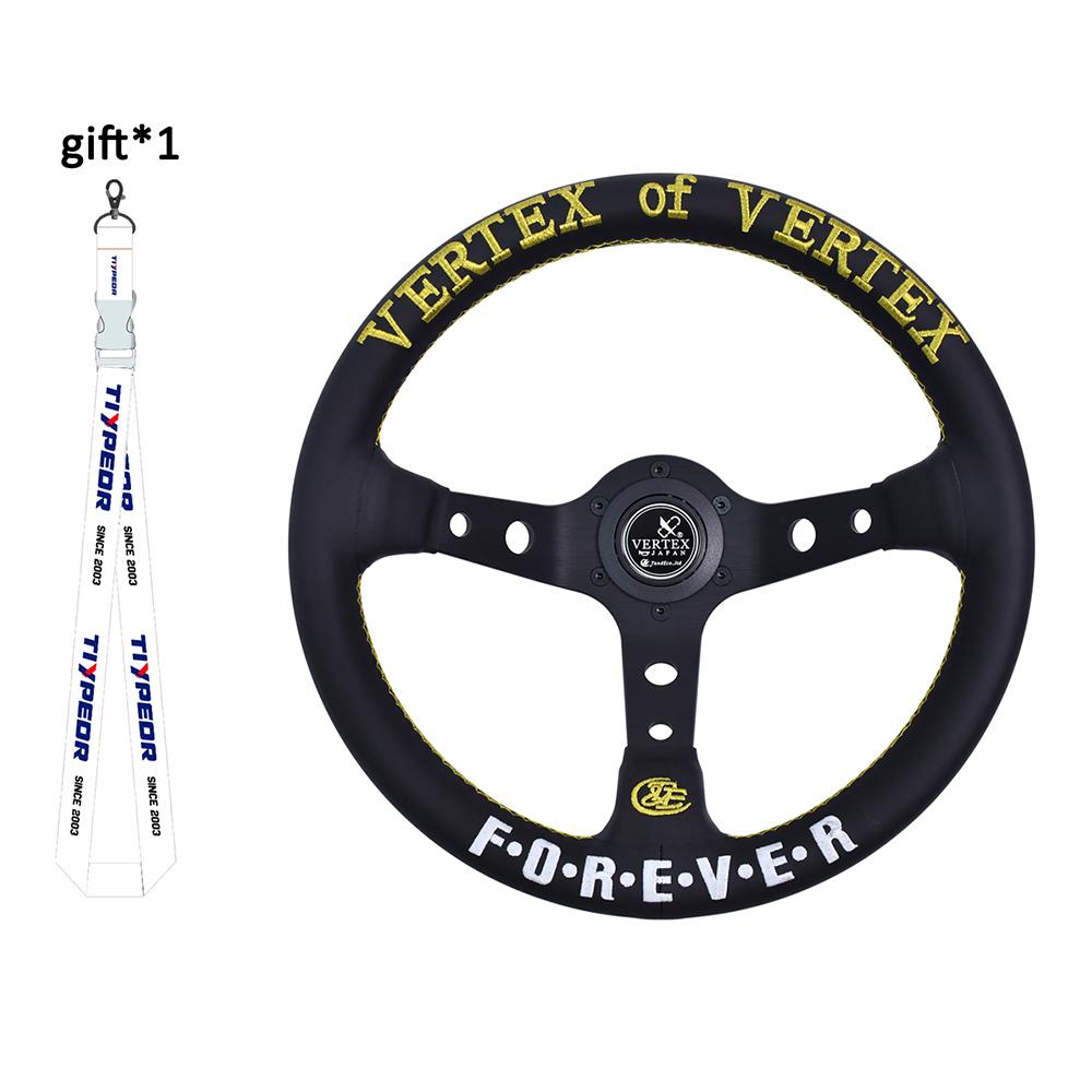 Vertex 320MM Star Embroidery Sports Steering Wheel Golden Wiring Universal Modified Steering Wheel with Forever