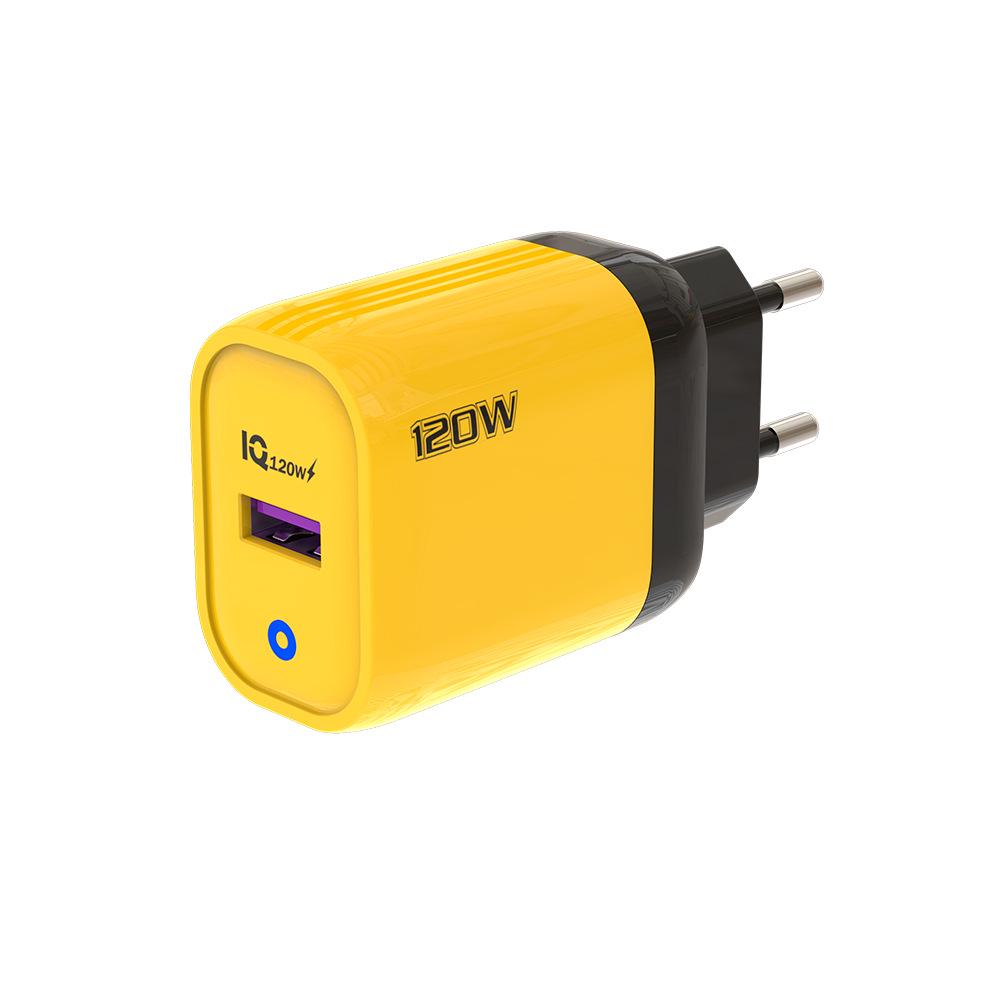 120W Cross-Border USB Fast Charger - European, American, UK Standard, Amber Yellow