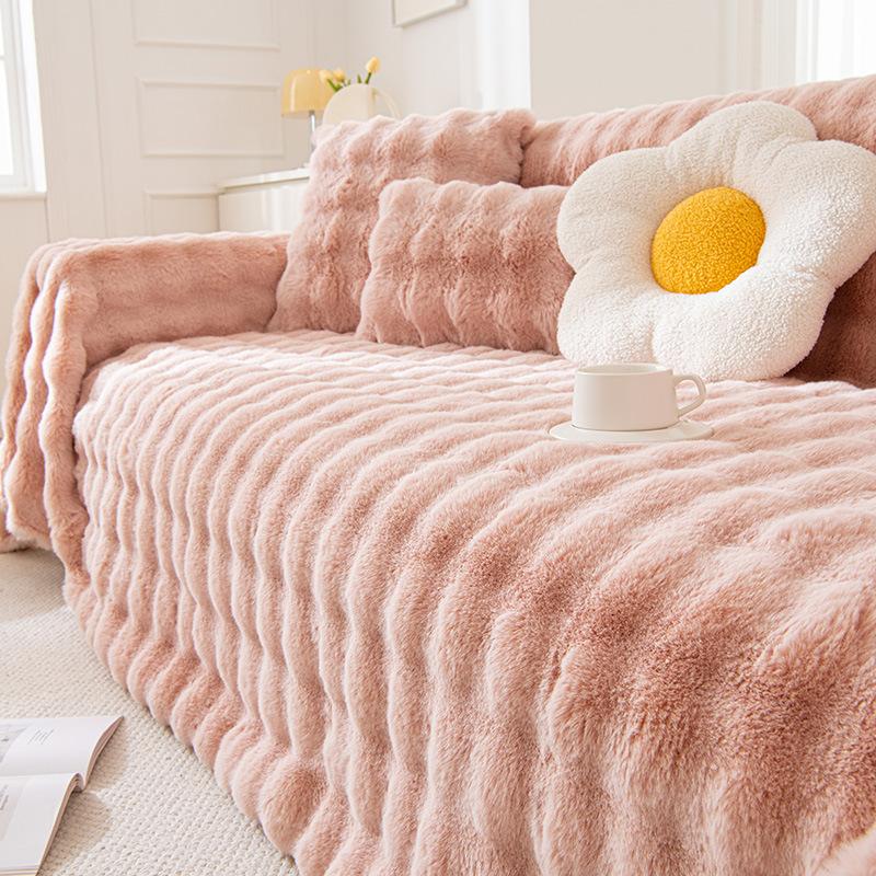 Winter Rabbit Plush Sofa Cover Towel Cream Wind Full Cover Sofa Cover Thick Sofa Cover Cover Cloth