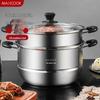 Mei Chu Nerezová ocel 304 Dvoupatrový parní hrnec se skleněnou poklicí