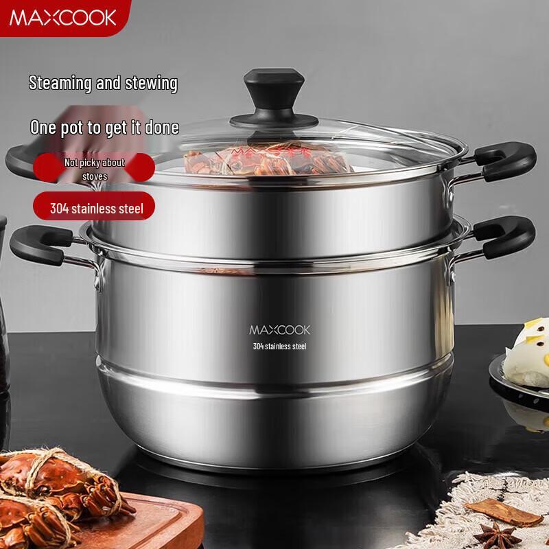 

Mei Chu 304 Stainless Steel 2-Tier Steamer with Glass Lid