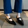 Женские туфли на низком каблуке Весна Новые Остроносые С мелким вырезом Мягкая подошва Противоскользящие Износостойкие Туфли с низким верхом