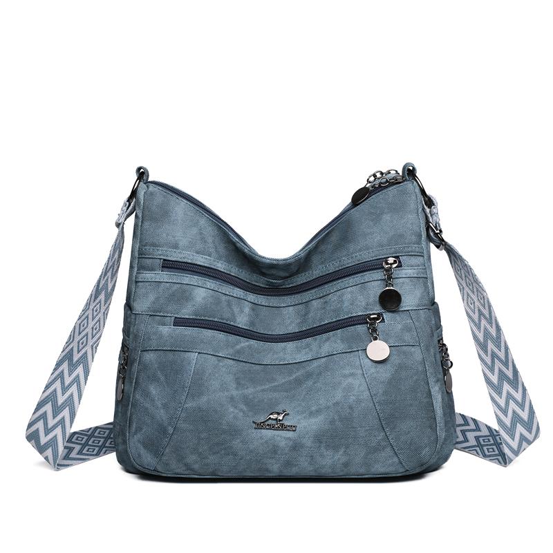 

Женская сумка Модная сумка для мамы Ретро Мягкая кожа Большая вместимость Сумка через плечо синий