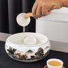 Large Chinese Style Blue and White Porcelain Tea Wash Basin and Cup Washer with Lan Ting Xu Calligraphy - Retro Ceramic Brush Washer