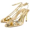 Zara Pu Elegant Metallic Layer Effect Strap High Heels Women High Heels Gold 2339510091