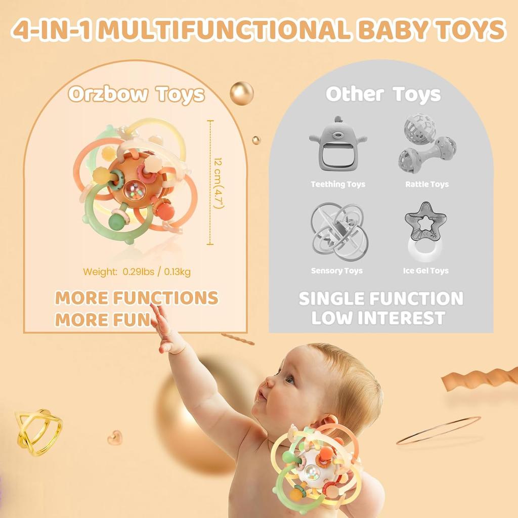 Baby Sensory Teething Toys for Babies Montessori Toys Infant Teethers Relief Chew Silicone Baby Rattle Balls Toys 0 3 6 12 Month