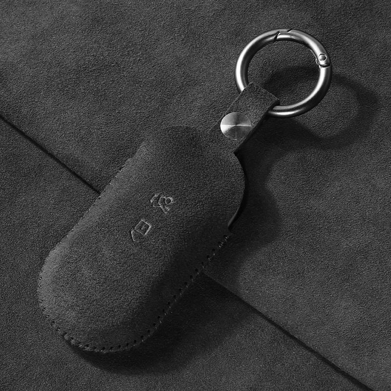 Suede Leather Car Key Case Cover for Mercedes-Benz C S GLC EQE EQS Class W223 X254 V297 V295 W206 S206 X206 key Fob Shell Case