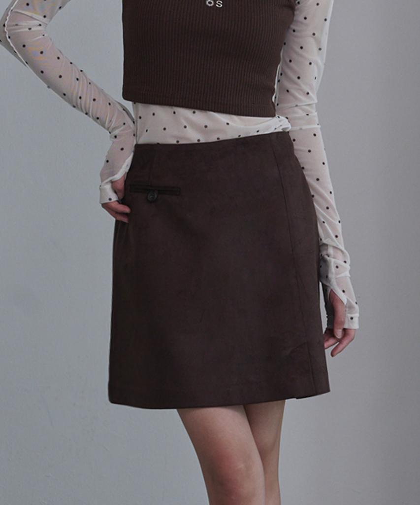 Opening Sunshine Suede Pocket Mini Skirt Dark Brown