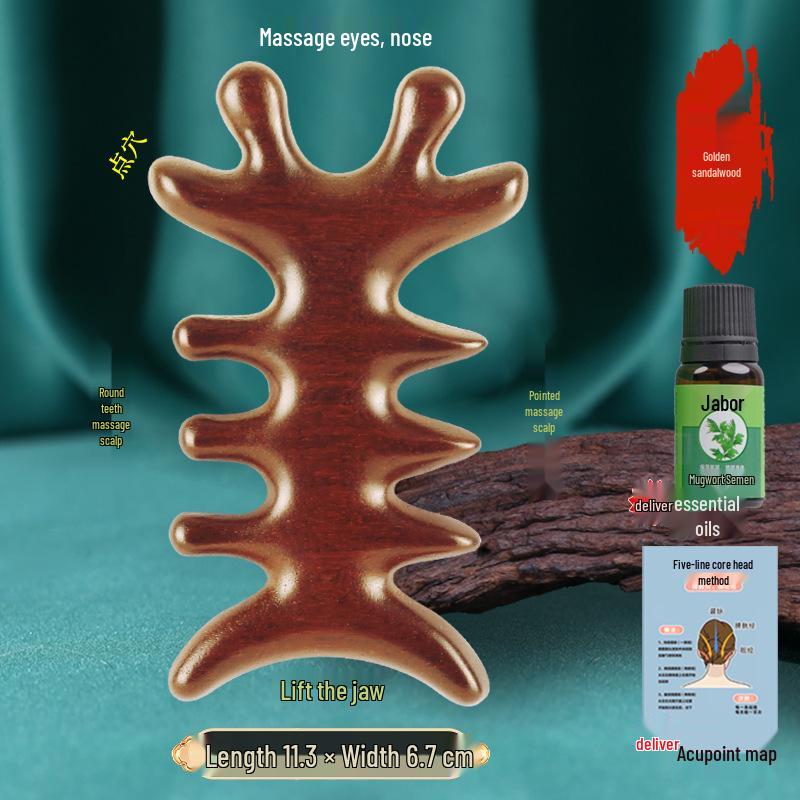 Upgrade: Multi-Functional Sandalwood Massage Comb & Gua Sha Tool for Scalp, Face, Eye, and Meridian Therapy.