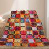 Coperta Plaid Trapuntata Patchwork Vintage in Flanella Pile Morbida Accogliente per Tutte le Stagioni Multiuso Ufficio Esterno Viaggio