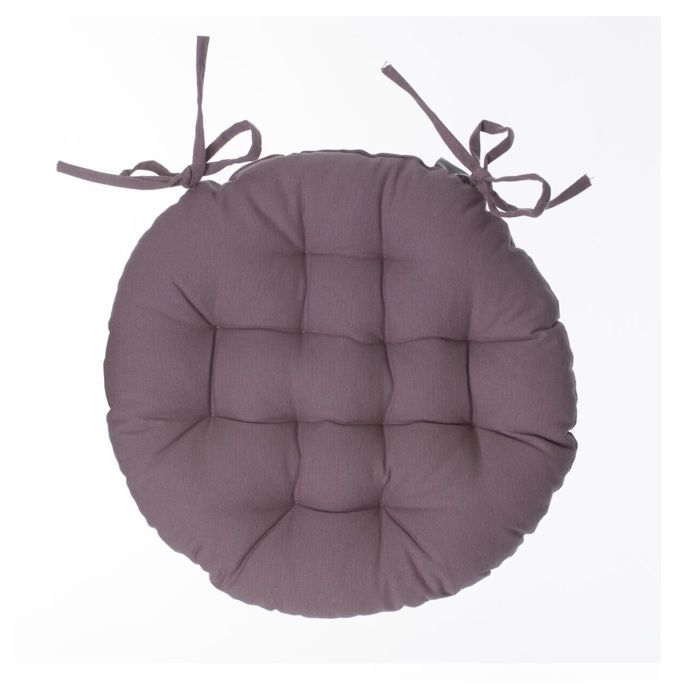 Galette De Chaise Ronde - Taupe - 38 Cm - 100% Coton - Non Déhoussable - Intérieur