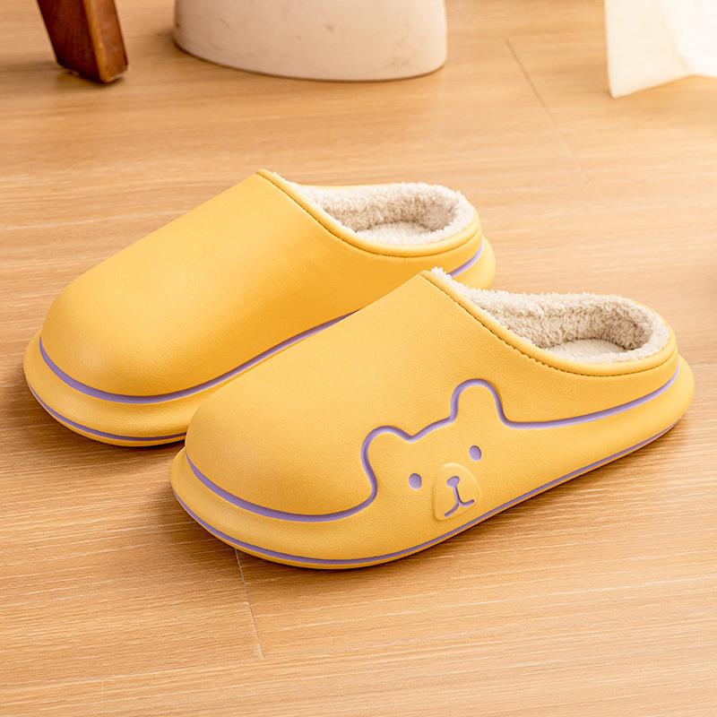 Waterproof Warm Eva Cotton Slippers Winter Men's Home New Non-slip Couple Wear Plush Cotton Drag Women