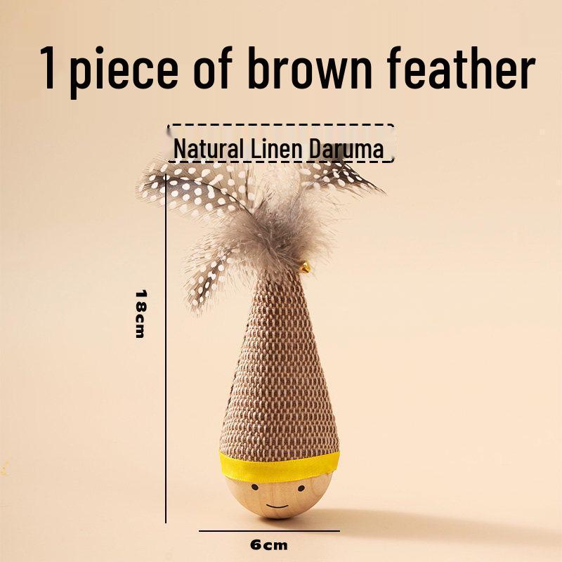 Cat Daruma Feather Teaser Stick: Energy-Burning, Self-Amusement Toy with Bell.