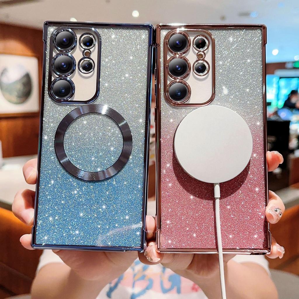 Applicable to Samsung S11Ultra electroplating magnetic attraction gradual change glitter mobile phone case S11 all-inclusive mirror film S11 sof