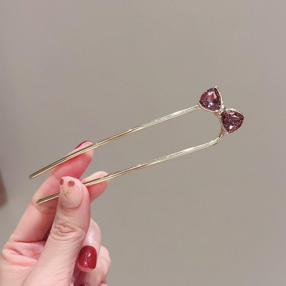 Vintage Floral Butterfly Hair Stick For Women Girls Metal U-shaped Hairpin Blue Crystal Hair Forks Updo Bun Hair Accessoriesge
