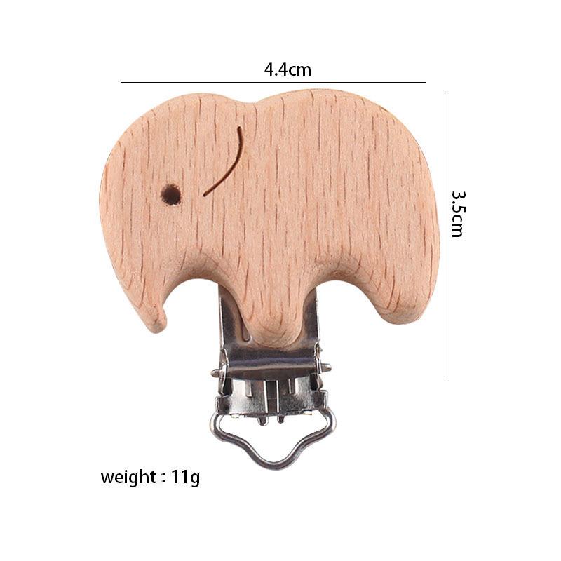 1Pcs Cute Modelling Beech Wood Pacifier Clip Baby DIY Cartoon Animal Wooden Log Pacifier Clips Nipple Chain Holder BPA Free