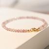 Pink 3mm Natural Strawberry Quartz Cut /Round Beads Super Thin Beaded Bracelets for Women Fine Jewelry Gifts