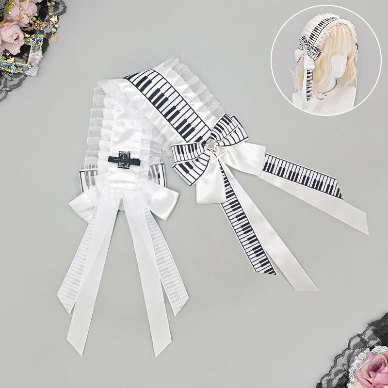 Y2K Sweet Style Wide Headband Cosplay Anime Girl Lolita Outfit With Lace Bow Hair Accessory