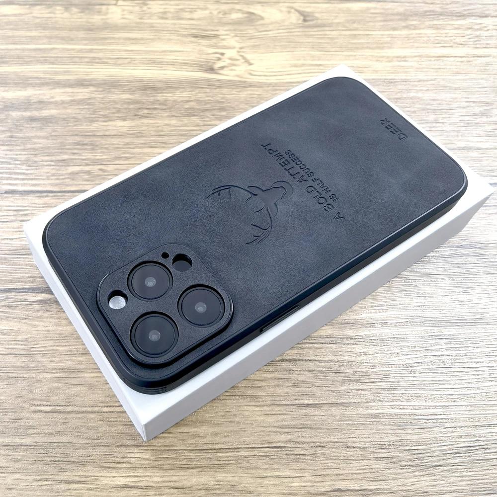 Luxury Leather Case For iPhone 15 14 13 12 11 Pro Max iPhone13 iPhone14 For Magsafe Magnetic Wireless Charge Deer Full Covers