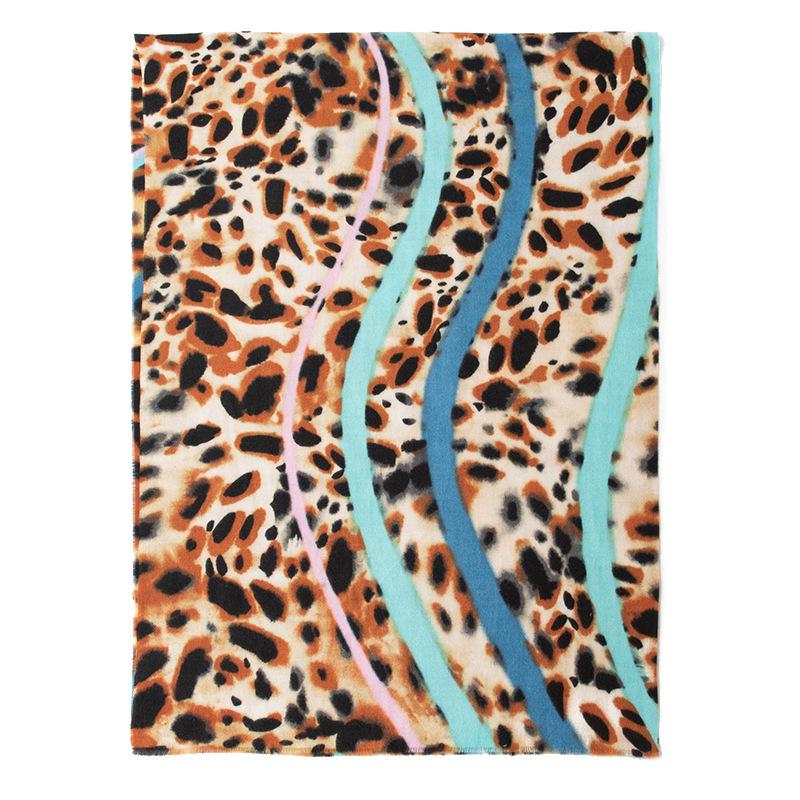 New Leopard Print Women's Scarf High End Soft and Warm  Imitation Cashmere Printed Tassel Scarf Dual Use Shawl