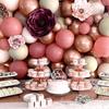 Partyda Balloons, Pack of 60, White, Reddish, Pink, and Rose Gold Balloons, Latex Balloons, Confetti Balloons, Metallic Balloons, Birthday Decorations
