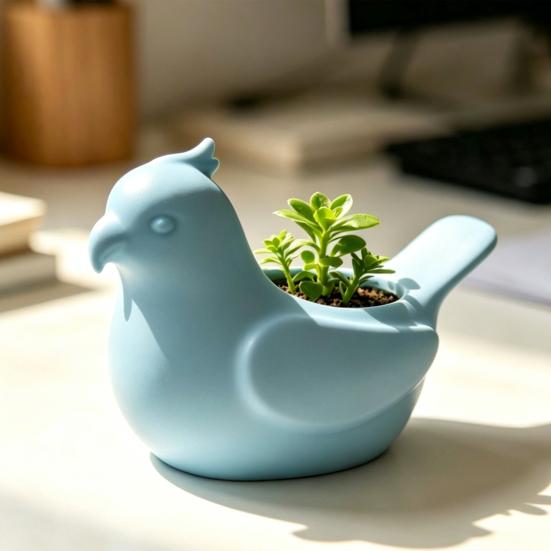 Small Modern Style Flowerpot Bird Shape Flowerpot, Handheld Size Durable PLA Flower Pot, Healing Mini Desktop Planter 3D Printed Creative Planter, for