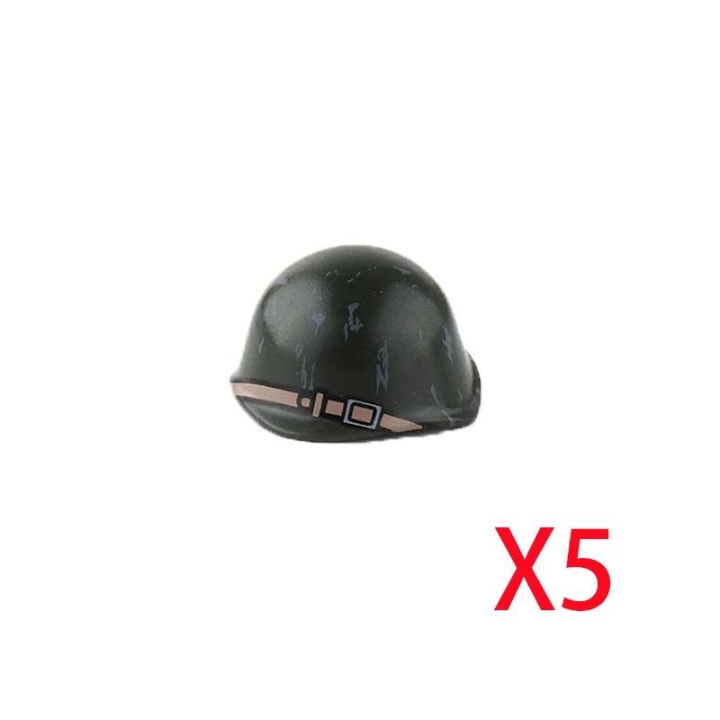 Andra världskriget Militära Byggklossar Tillbehör Figur Soldat Hjälm Leksak USSR1 USA UK Japansk Hatt Mini Tegel Huvmask Flamkastare