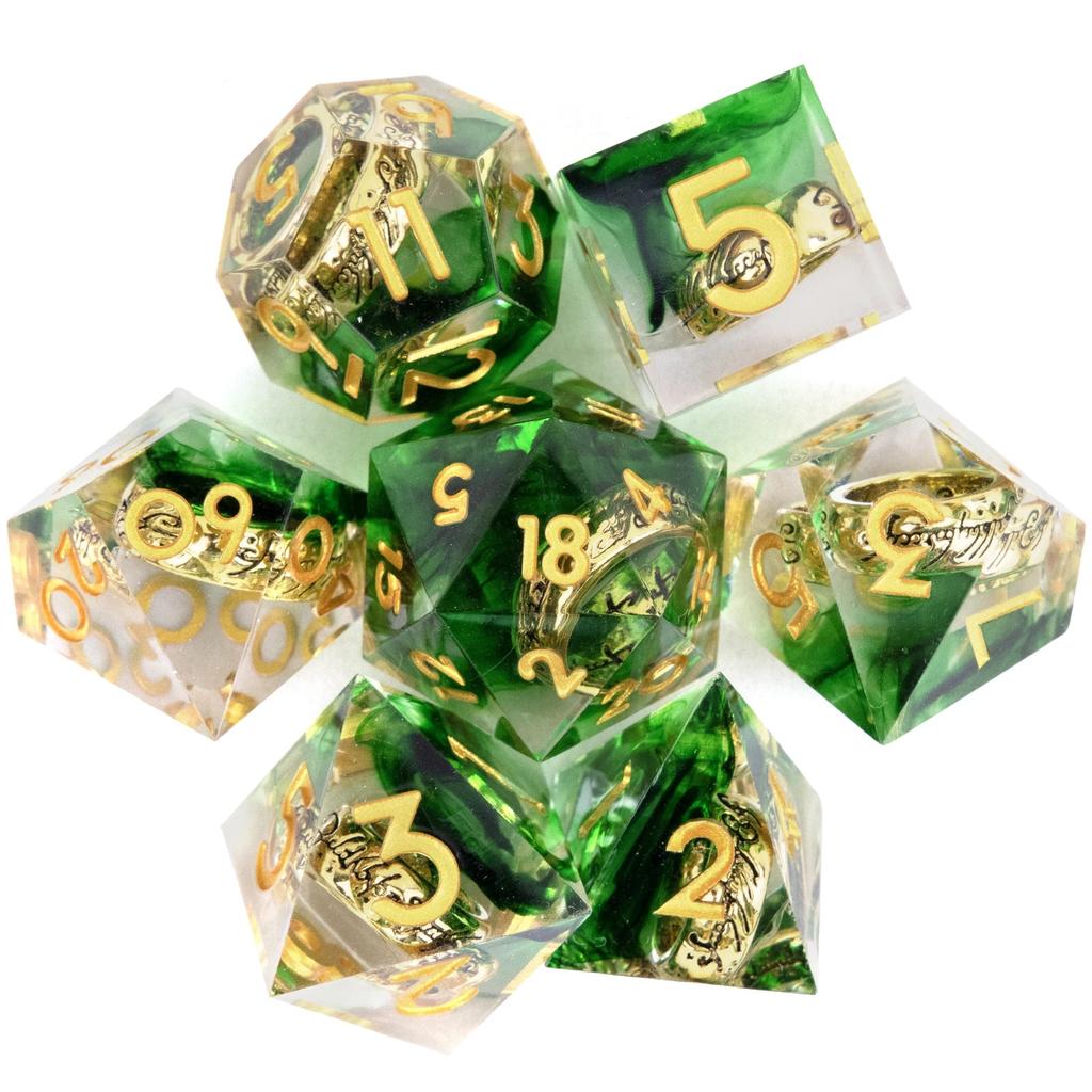 7 Teile/satz Harz Ring Anzahl Polyhedral Würfel für Rolle-Spielen RPG Brettspiel Spielzeug