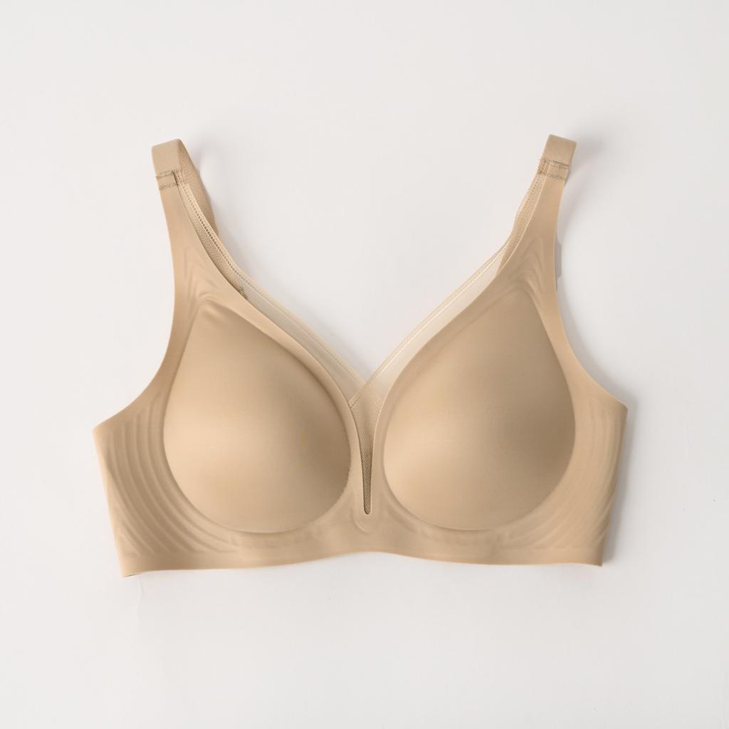 High-end satin deep V seamless underwear women's soft support side pull up support comfortable nude women's underwear