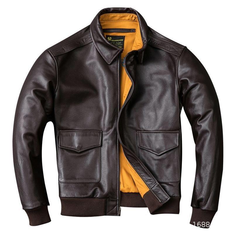 First layer cowhide leather jacket men A pilot air force leather jacket large size jacket