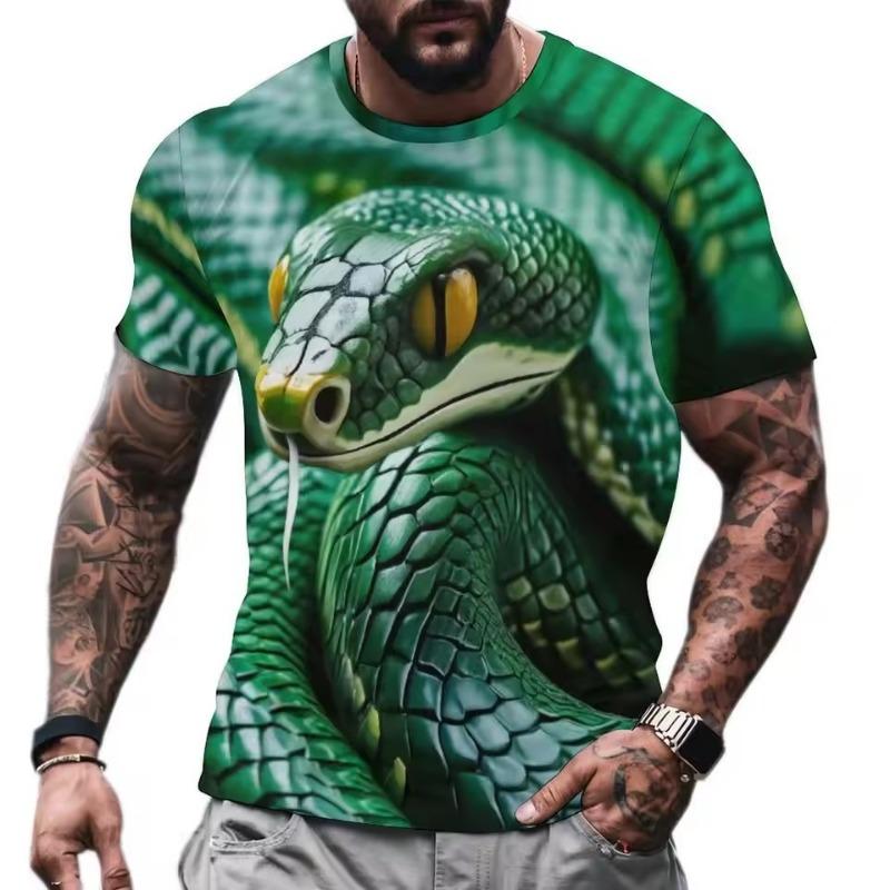 Fashion Snake 3D Printed T Shirt For Men Funny Animal Pattern Oversized T-shirt Summer Hip Hop Trend Clothing Casual O-neck Tops