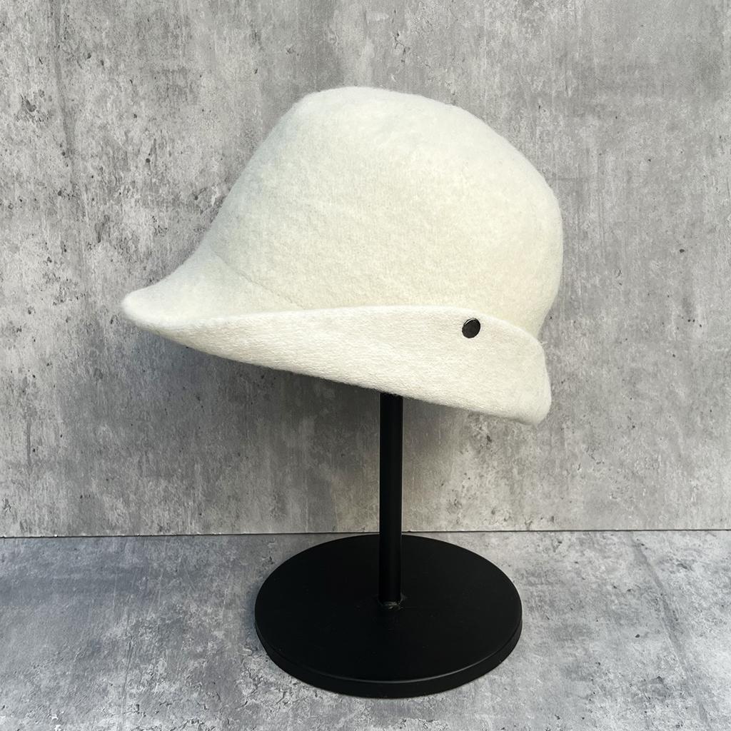 Zhang Jingyi Black Wool Tipped Brim Top Hat Women's Autumn and Winter Warm Versatile Face Small Retro Bucket Hat