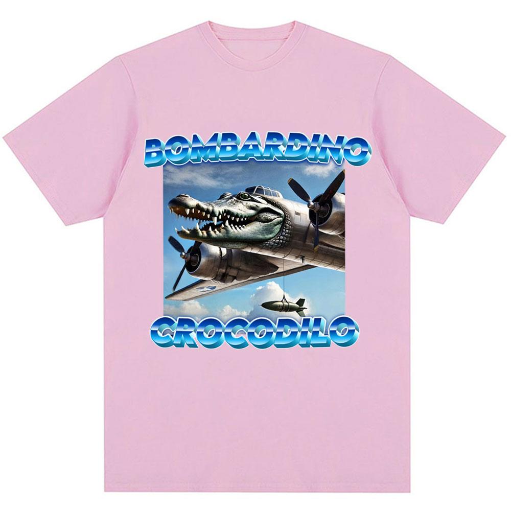 Bombardiro Krokodil Gator Lustiges Meme T-Shirt Humor Italienischer Hirnfraß Vintage Neuheit Geschenk T-Shirts Mode Locker Baumwoll T-Shirts