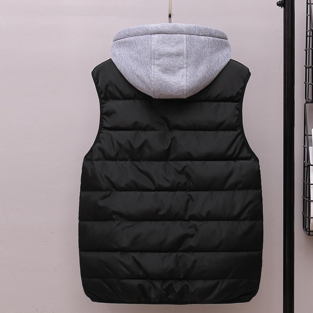 Couple Style Fashion Solid Color Pocket Zipper Cotton Coat Vest Coat Women And Men