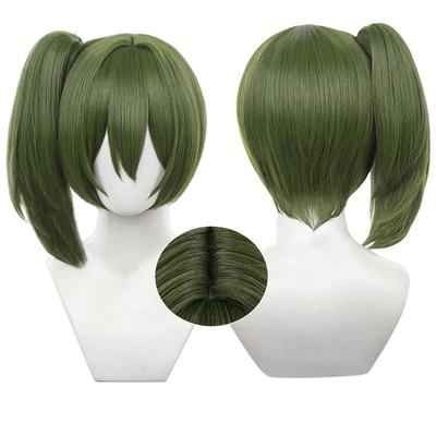 Ubel Peruka Cosplay Anime Ubel Krótka Ciemnozielona Z Kucykami Peruka Cosplay Odporna Na Ciepło Syntetyczne Włosy Peruki + Czepek Pod Perukę