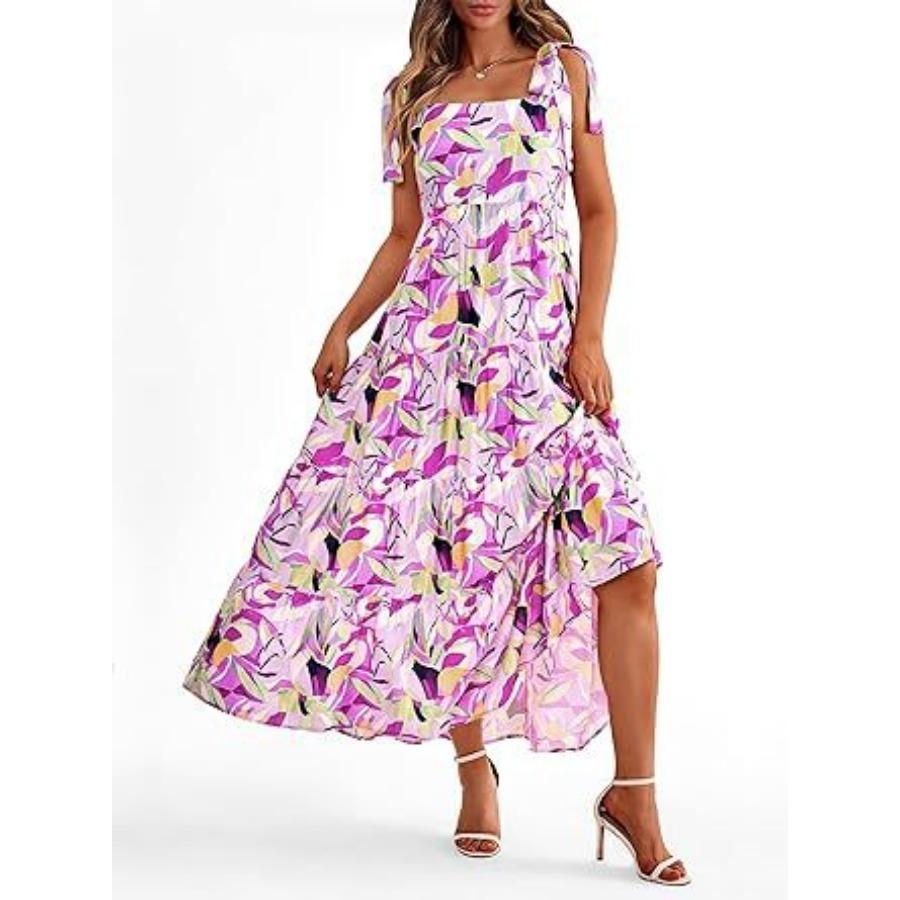 Dámské úzké šaty s popruhy a potiskem, bez rukávů, s kapsou na zip, vrstvené, boho, dlouhé plážové šaty