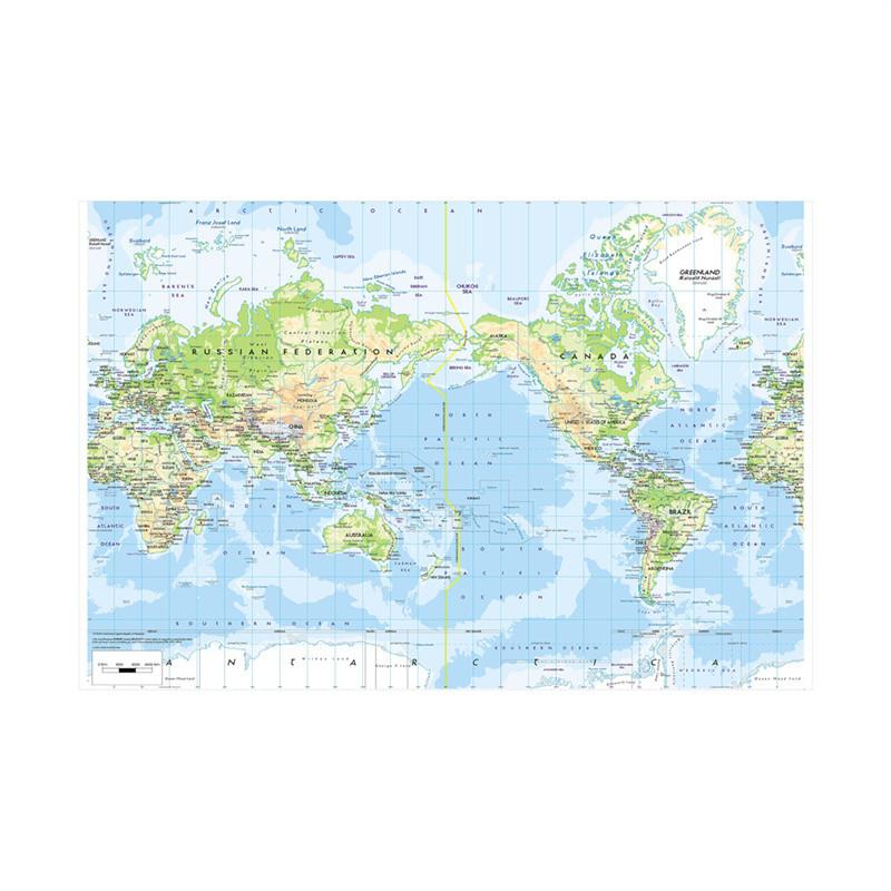 World Map-Geographical Map with Cities,Indoor/Outdoor,Backdrop,Wall Art Poster ,Learning Teaching Supplies,Travel Supplies