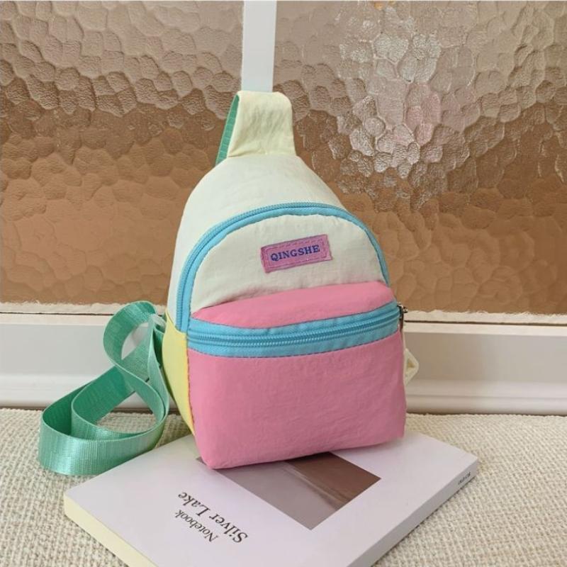 Children S Chest Bag Portable Color Blocking Trendy Single Shoulder Bag Lightweight Fashionable Durable Crossbody Bag