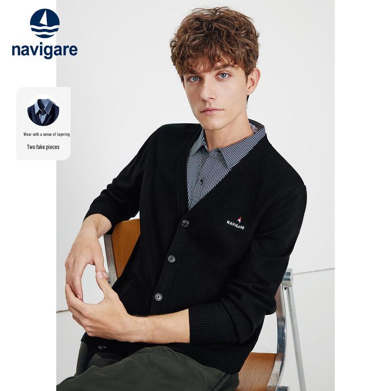 

Navigare Men s Faux Layered V-Neck Knit Sweater 3XL