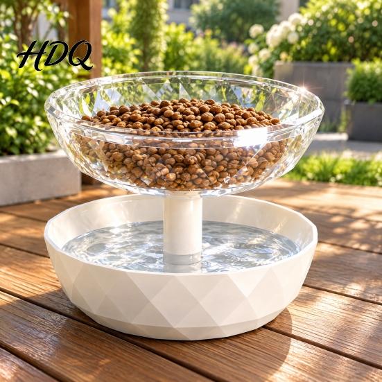 Large Capacity Cat Feeder Removable 2 Tier Pet Feeder Ant Proof Food Dish And Easy Clean Bowl Water Dispenser 2-in-1 Plastic Feeding for Outdoor