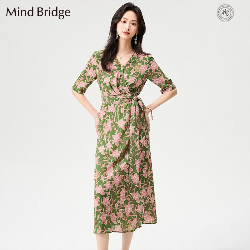Mind Bridge Women s French Floral A-Line Midi Dress L 170/92A