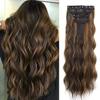 Sheetal Traders Women Hair Extension Long Curly 4 To 6 Piece Hairpiece With 11 To 14 Clip/20 To 22 Inches Chocolate Brown Mix Caramel Blonde Hair E