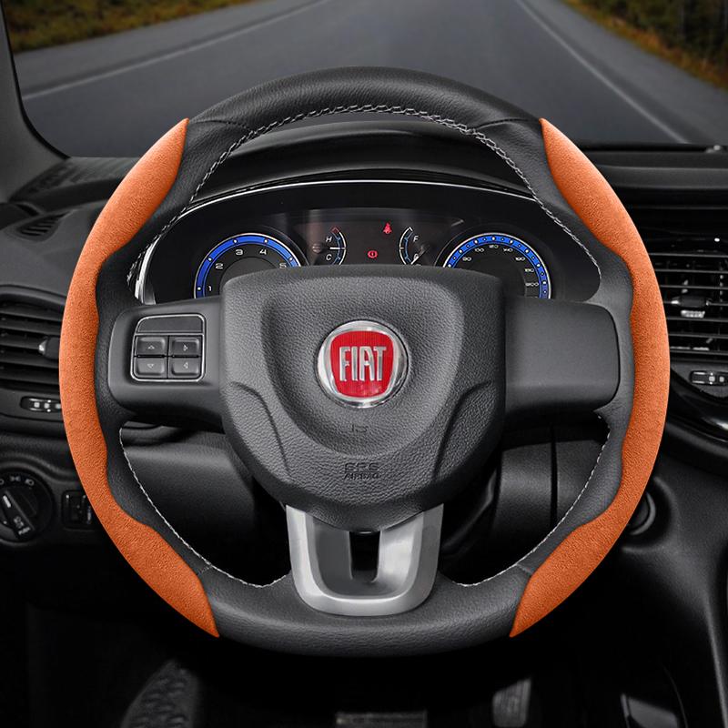 

Suitable for Fiat Anti-Slip Buckle Segmented Suede Steering Wheel Cover Suitable for 500 Grande Punto Evo 169 Ducato Bravo Tipo Linea Albea 300