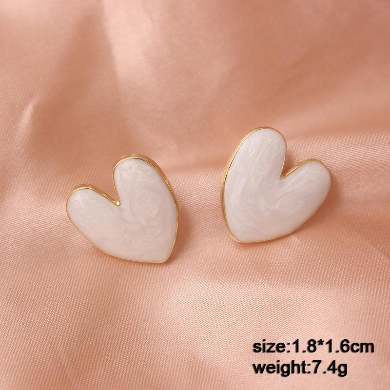Heart Dangle Earrings for Women Colorful Enamel Crystal Love Heart Sweet Korean Female Drop Earrings aretes de