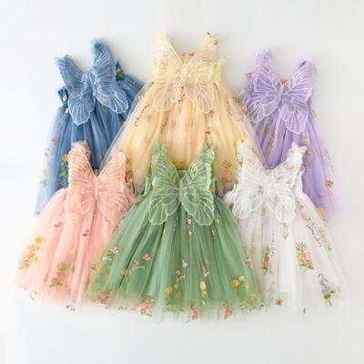 New Children's Dress Wings Dress Girl Performance Photography Dress Birthday Princess Dress Embroidered Gauze Dress