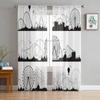 Acrobatic Field Circus Star Retro Style Tulle Curtains Living Room Decoration Chiffon Voile Kitchen Bedroom Curtain Light Filtering For Area Polyester